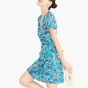 J.Crew factor green floral wrap mid length size 10 breathable spring dress